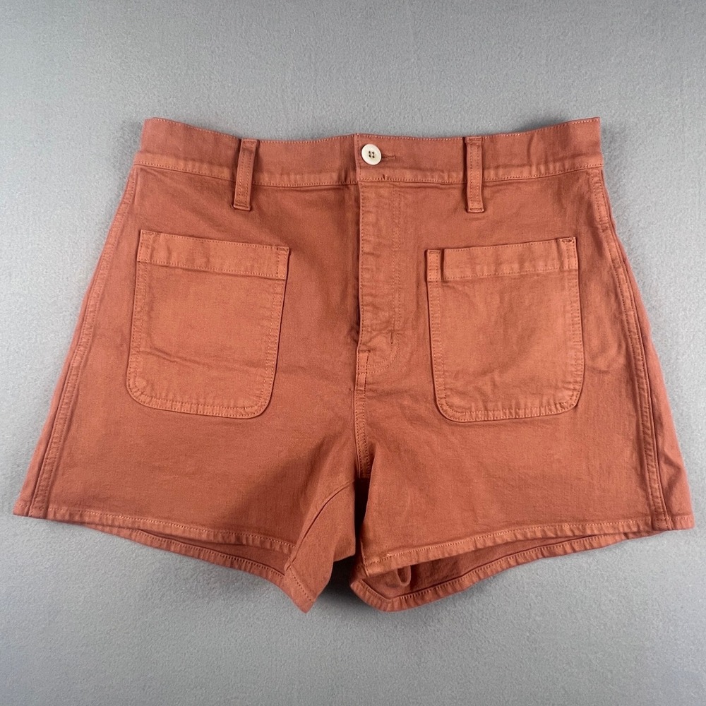 Madewell Patch Pocket Shorts Womens 30 Orange High Rise Utility Summer Casual